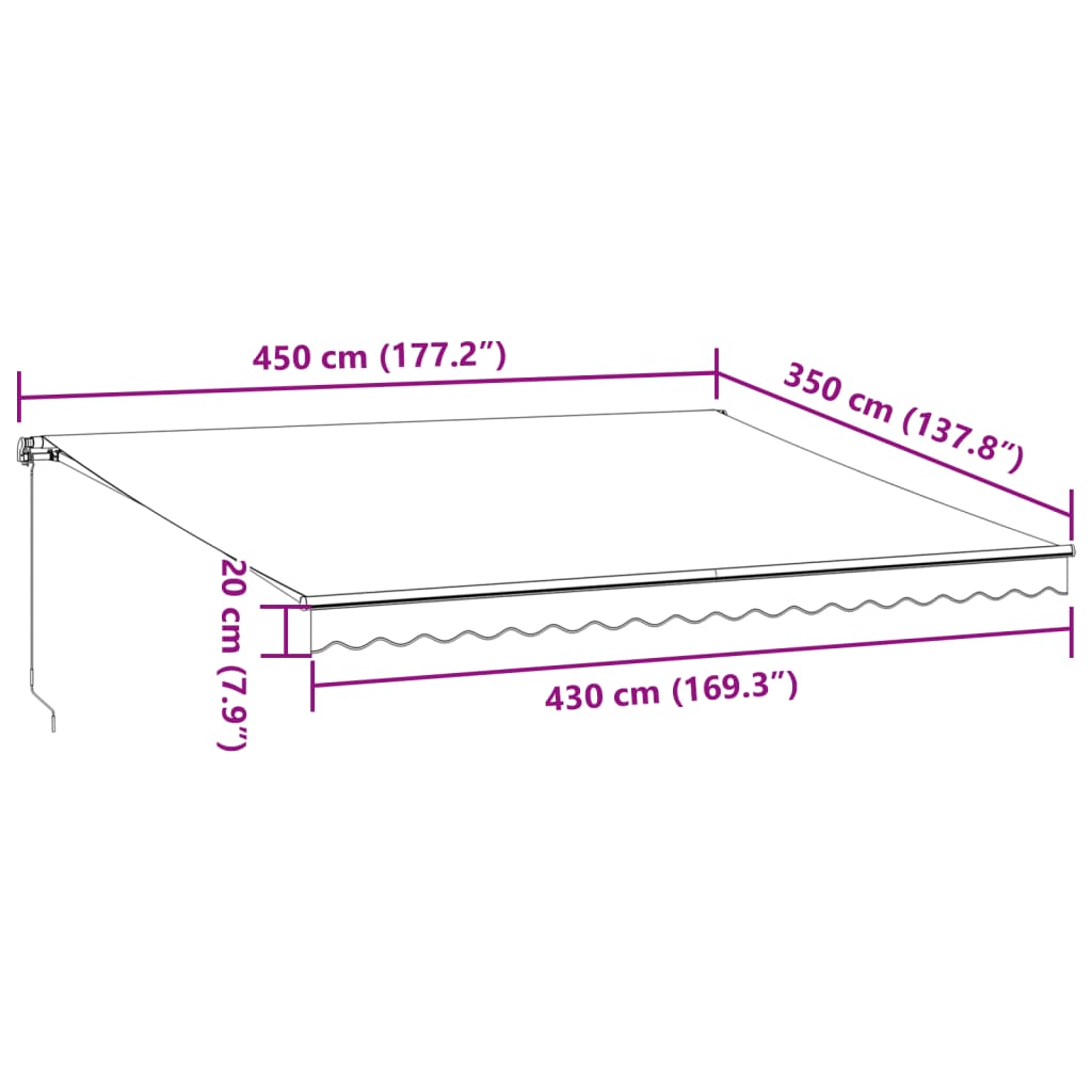 Retractable Awning Burgundy 450 x 350 cm Fabric and Aluminium