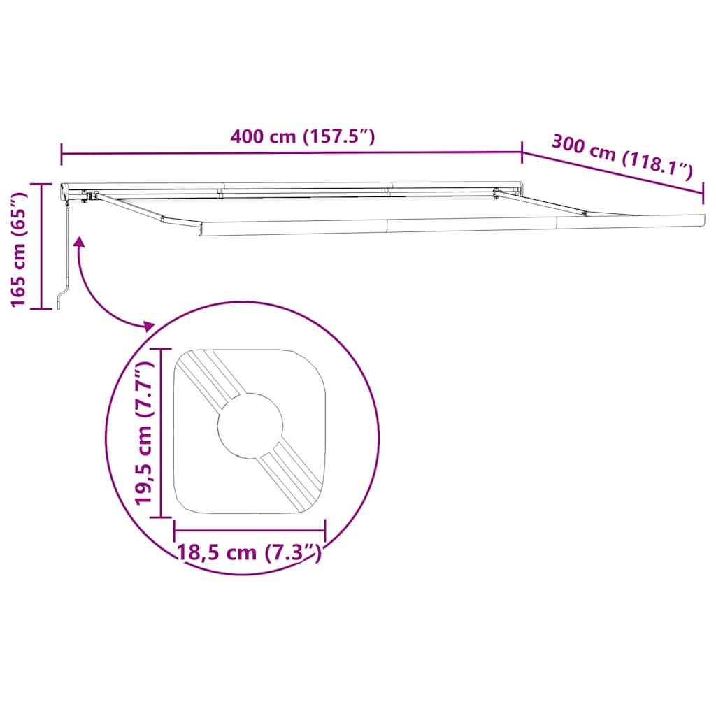 vidaXL Retractable Awning Anthracite and White 4x3 m Fabric&Aluminium