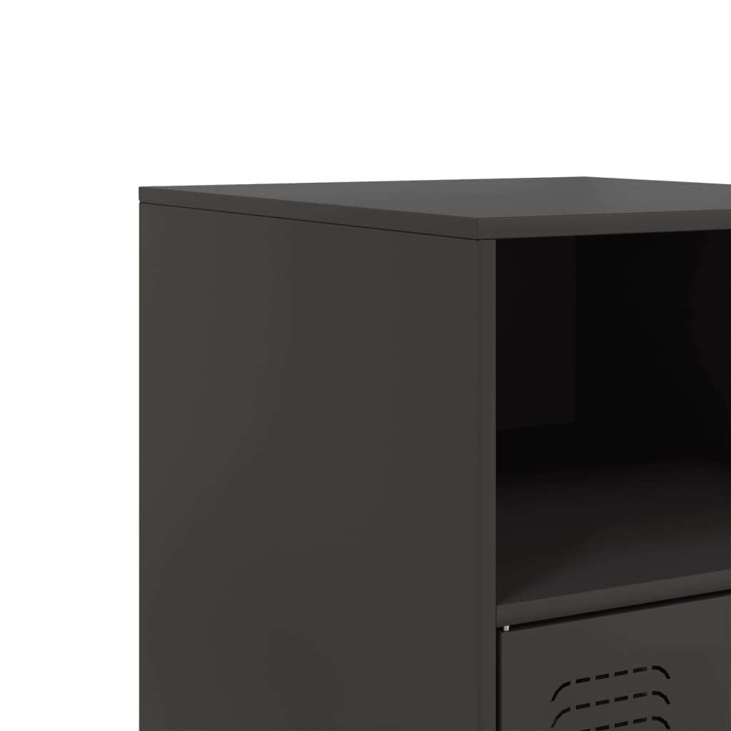 Bedside Cabinets 2pcs Black 34,5x39x62 cm Steel