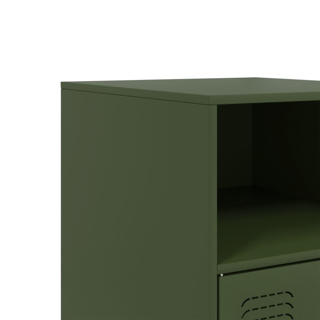 Bedside Cabinets 2 pcs Olive Green 34,5x39x62 cm Steel