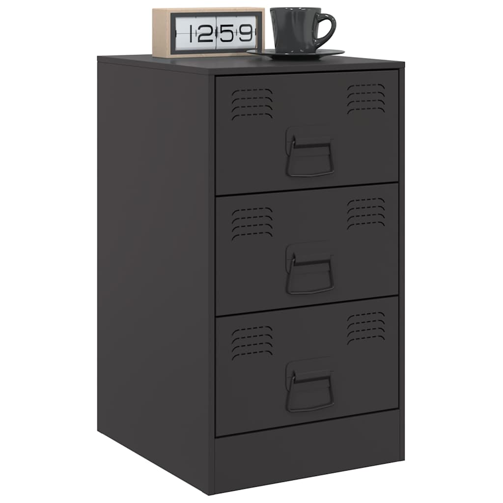 Bedside Cabinets 2pcs Black 34,5x39x62 cm Steel