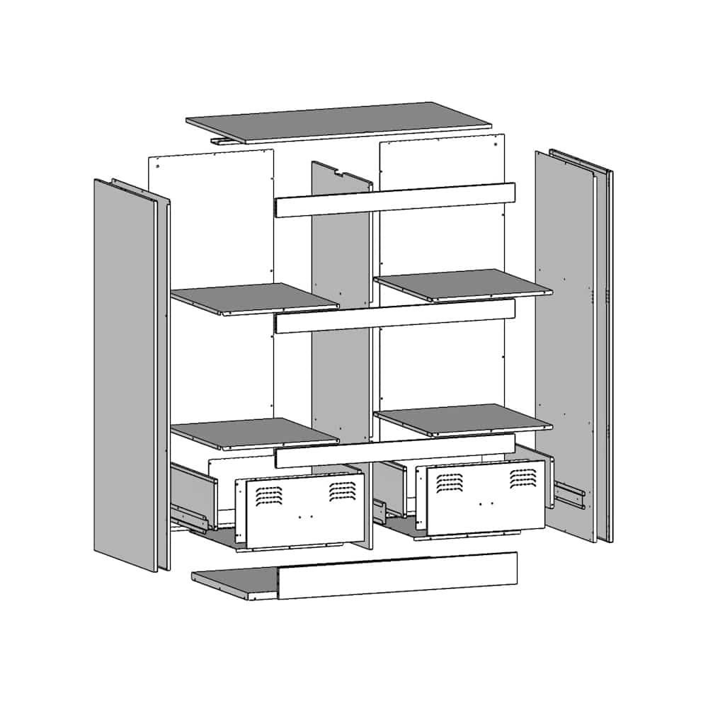 Highboard White 67x39x95 cm Steel