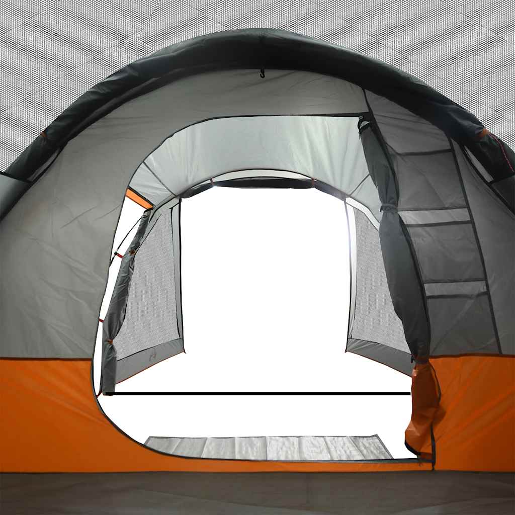 Camping Tent Tunnel 4-Person Grey and Orange Waterproof
