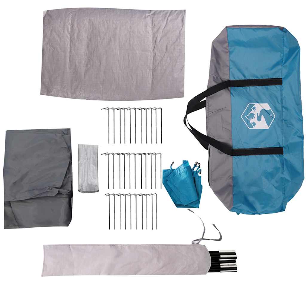 Camping Tent Dome 4-Person Blue Waterproof
