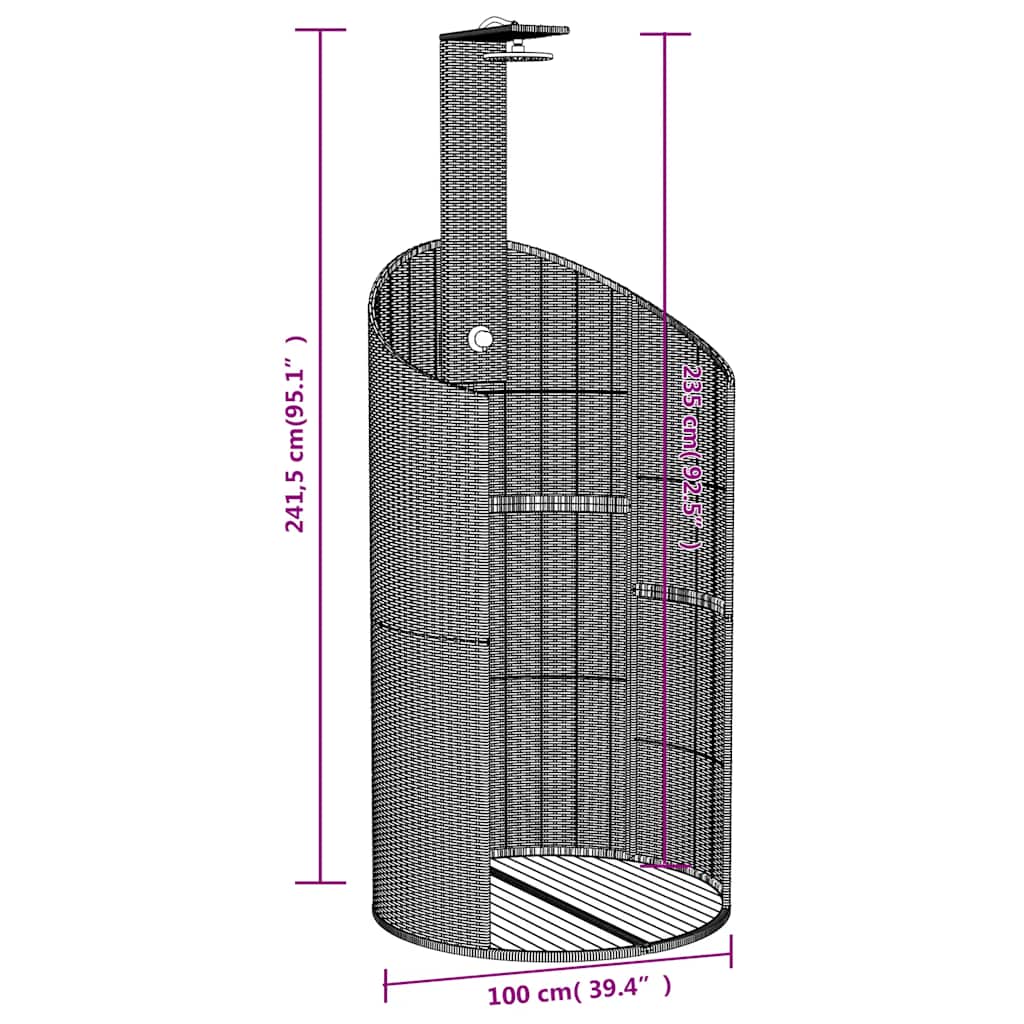 Outdoor Shower Black 100x100x241,5 cm Poly Rattan and Acacia Wood