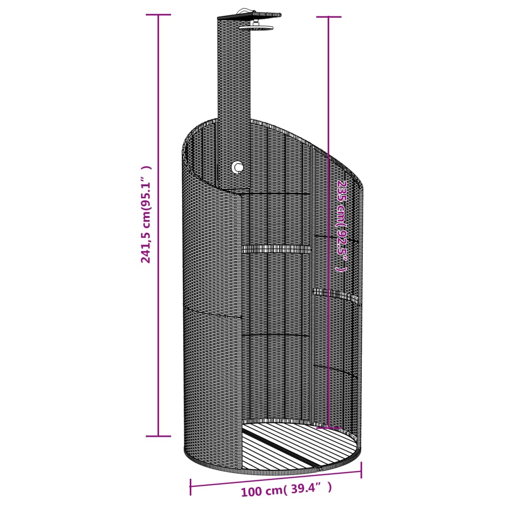 Outdoor Shower Grey 100x100x241,5 cm Poly Rattan and Acacia Wood