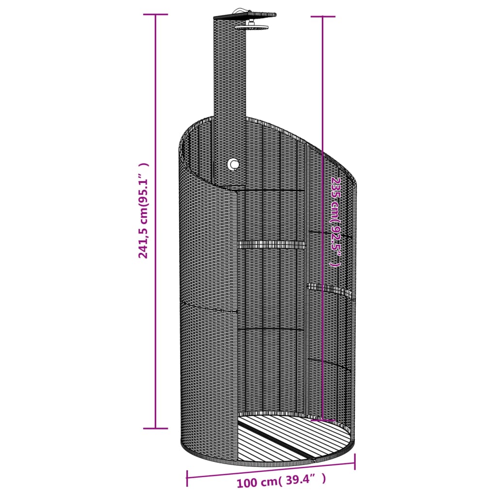 Outdoor Shower Beige 100x100x241,5 cm Poly Rattan and Acacia Wood