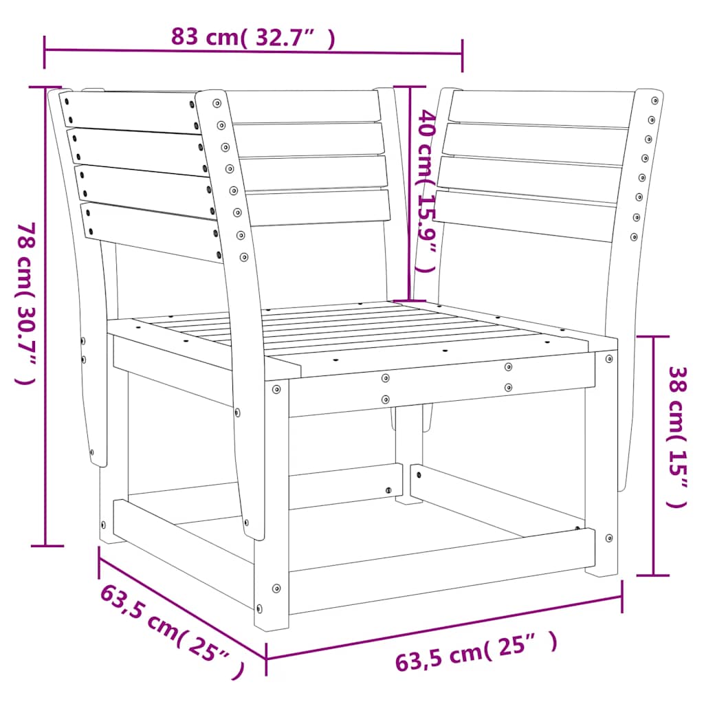 Garden Chair White Solid Wood Pine
