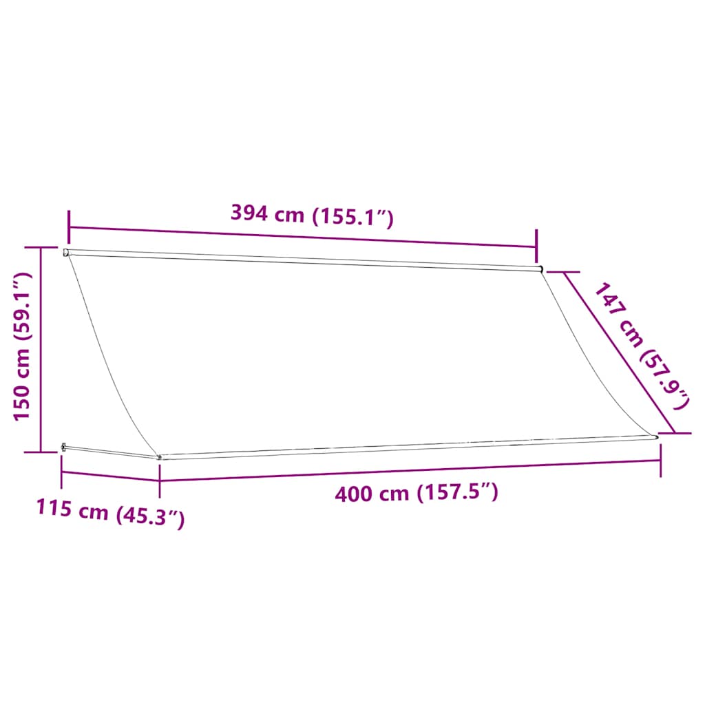 Retractable Awning Anthracite 400x150 cm Fabric and Steel