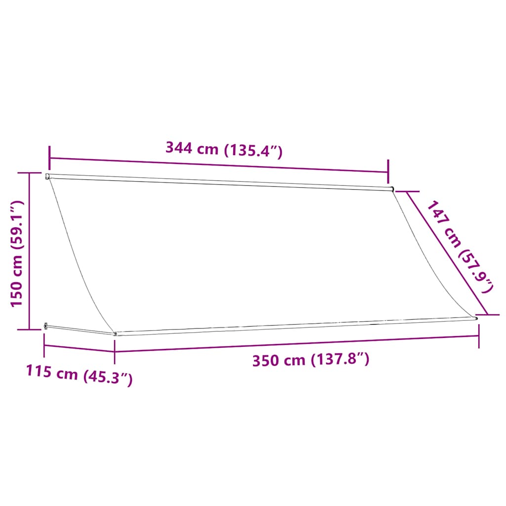 Retractable Awning Cream 350x150 cm Fabric and Steel