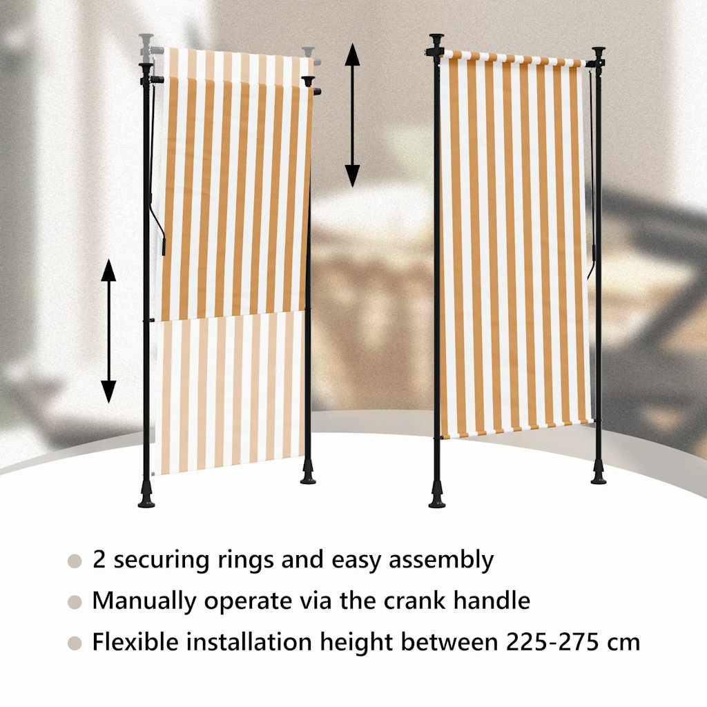 Outdoor Roller Blind Orange and White 100x270 cm Fabric&Steel