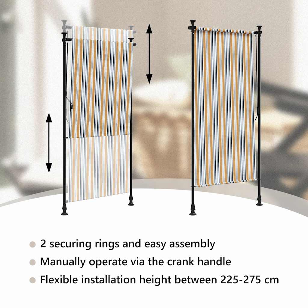Outdoor Roller Blind Yellow and White 100x270 cm Fabric&Steel