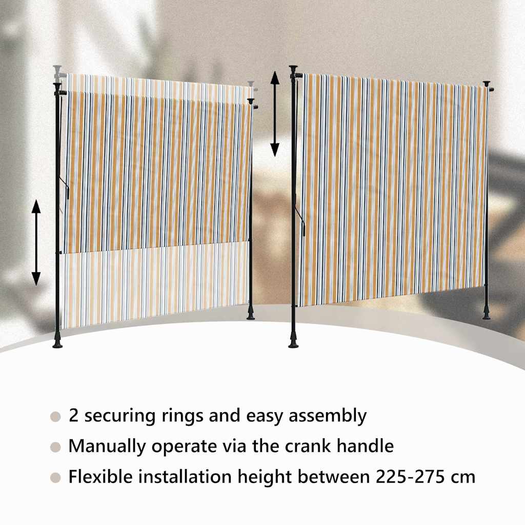 Outdoor Roller Blind Yellow and White 200x270 cm Fabric&Steel