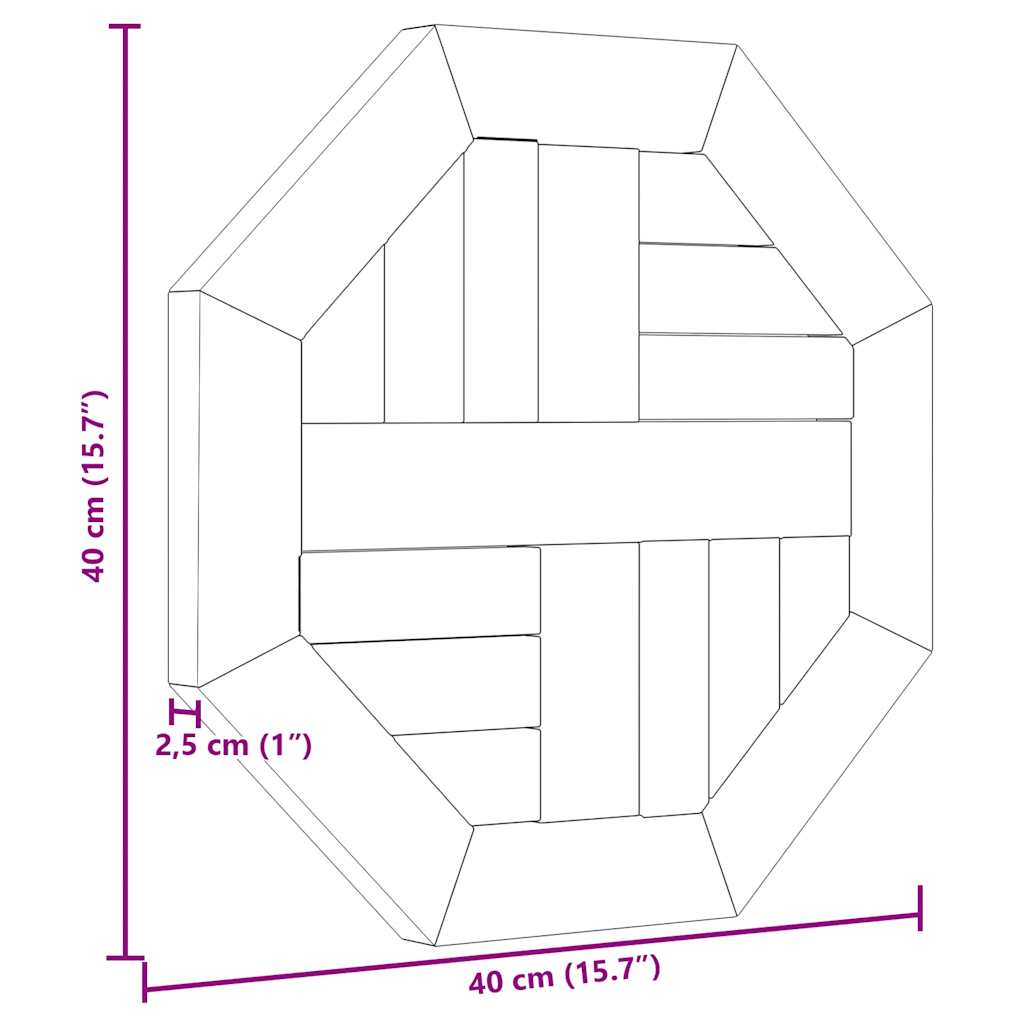 Table Top 40x40x2,5 cm Octagonal Solid Wood Teak