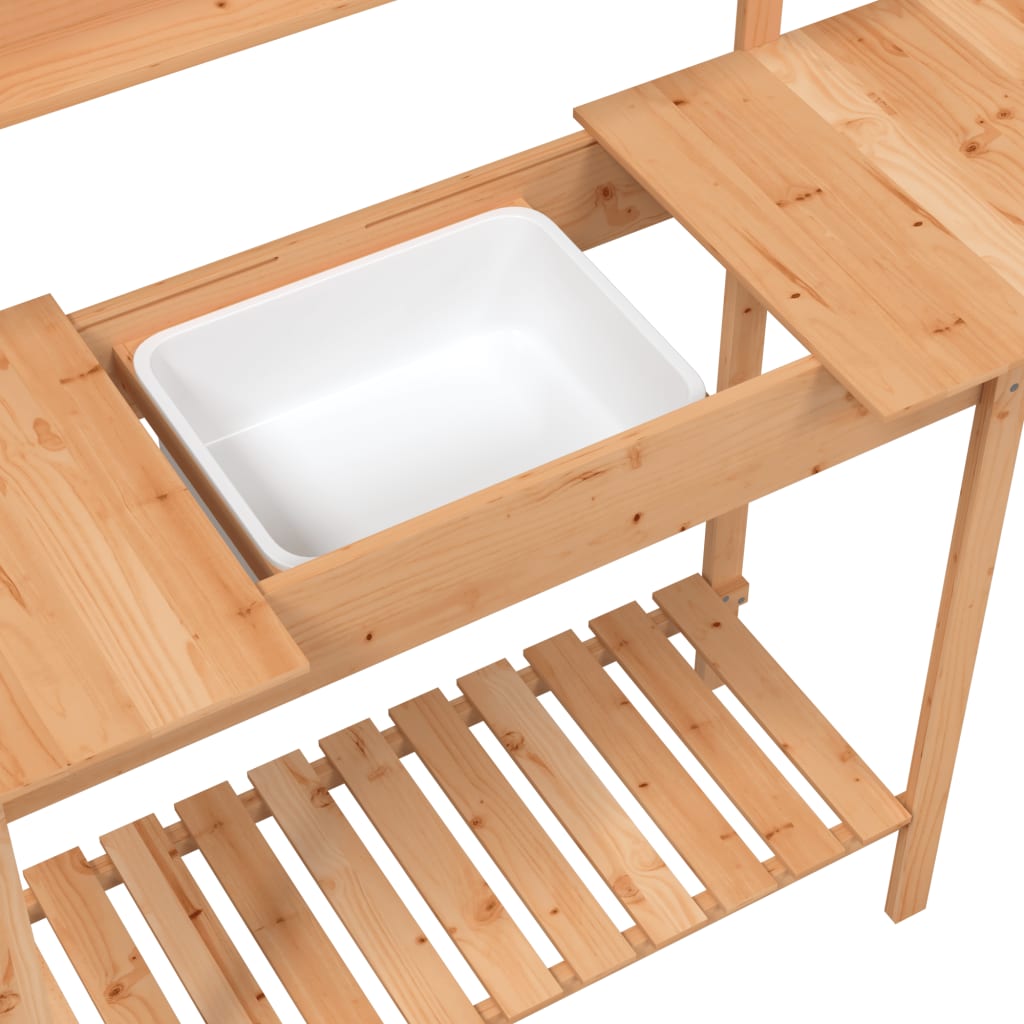 Potting Table with Sink Brown 147,5x44x139,5 cm Solid Wood Fir