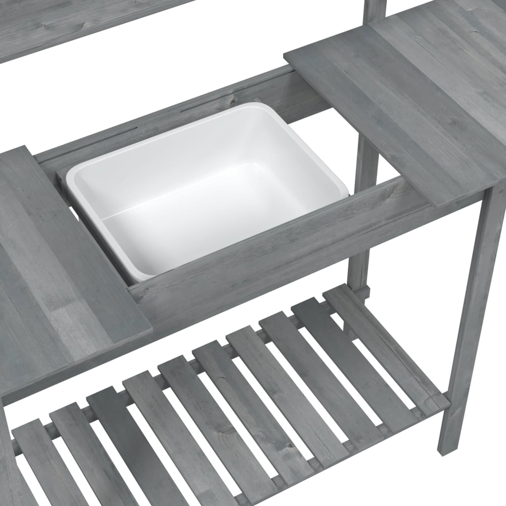 Potting Table with Sink Grey 147,5x44x139,5 cm Solid Wood Fir