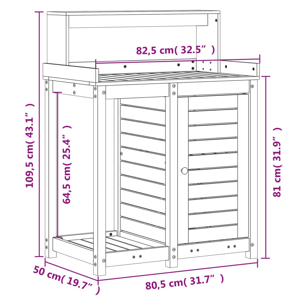 Potting Table with Shelves White 82,5x50x109,5 cm Solid Wood Pine