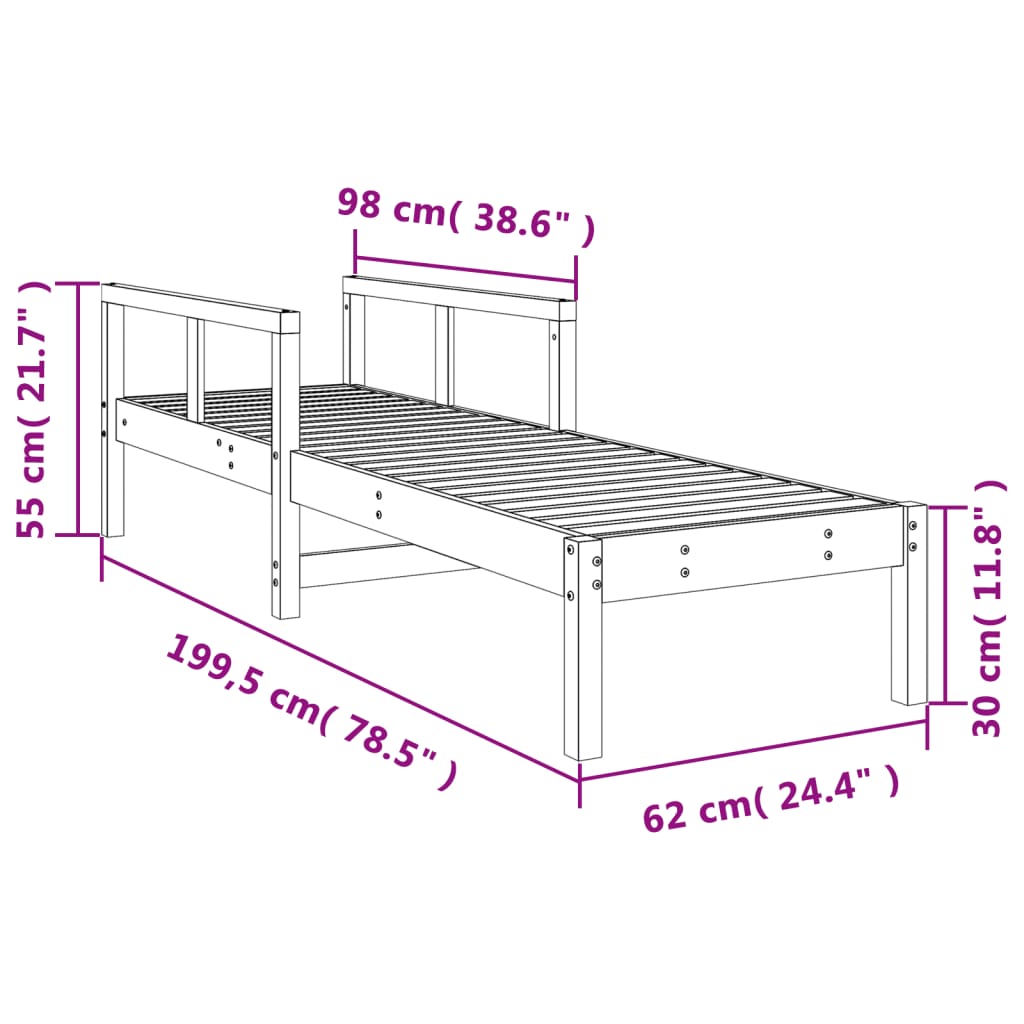 Sun Lounger 199,5x62x55 cm Solid Wood Douglas