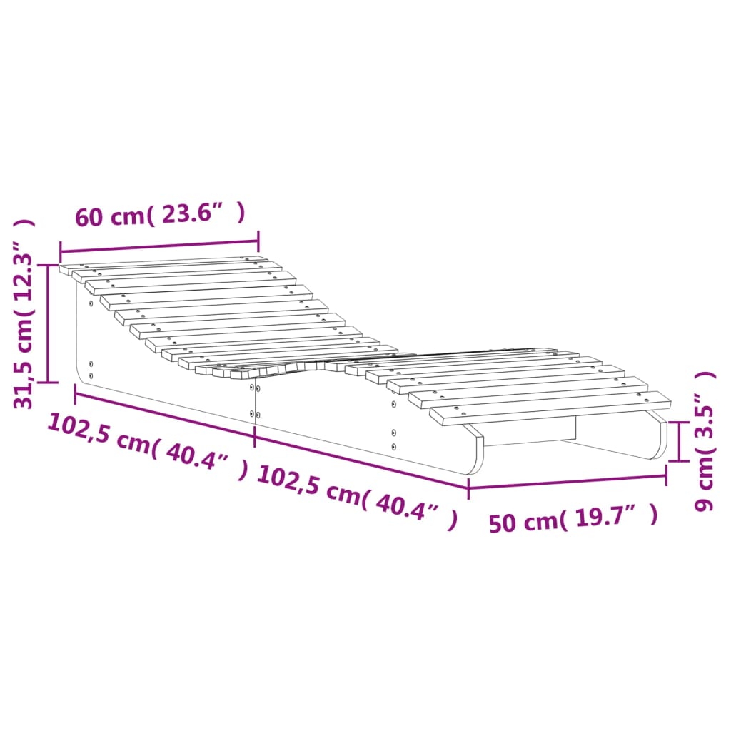 Sun Lounger 205x60x31,5 cm Solid Wood Douglas
