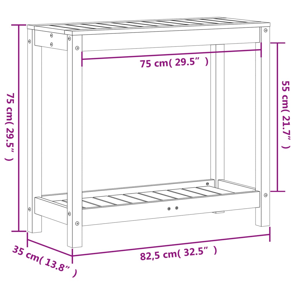 Potting Table with Shelf Wax Brown 82,5x35x75 cm Solid Wood Pine