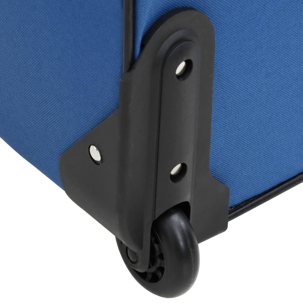 5 Piece Travel Luggage Set Blue Fabric