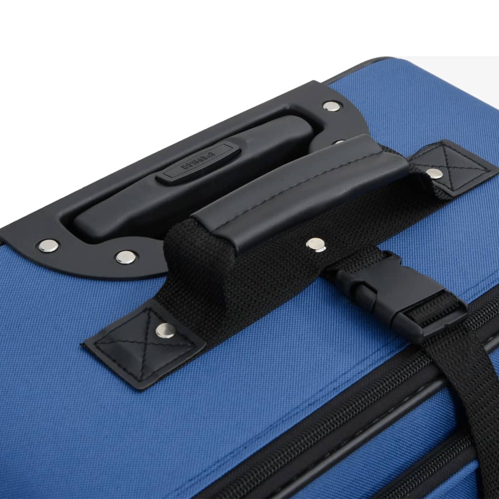 5 Piece Travel Luggage Set Blue Fabric