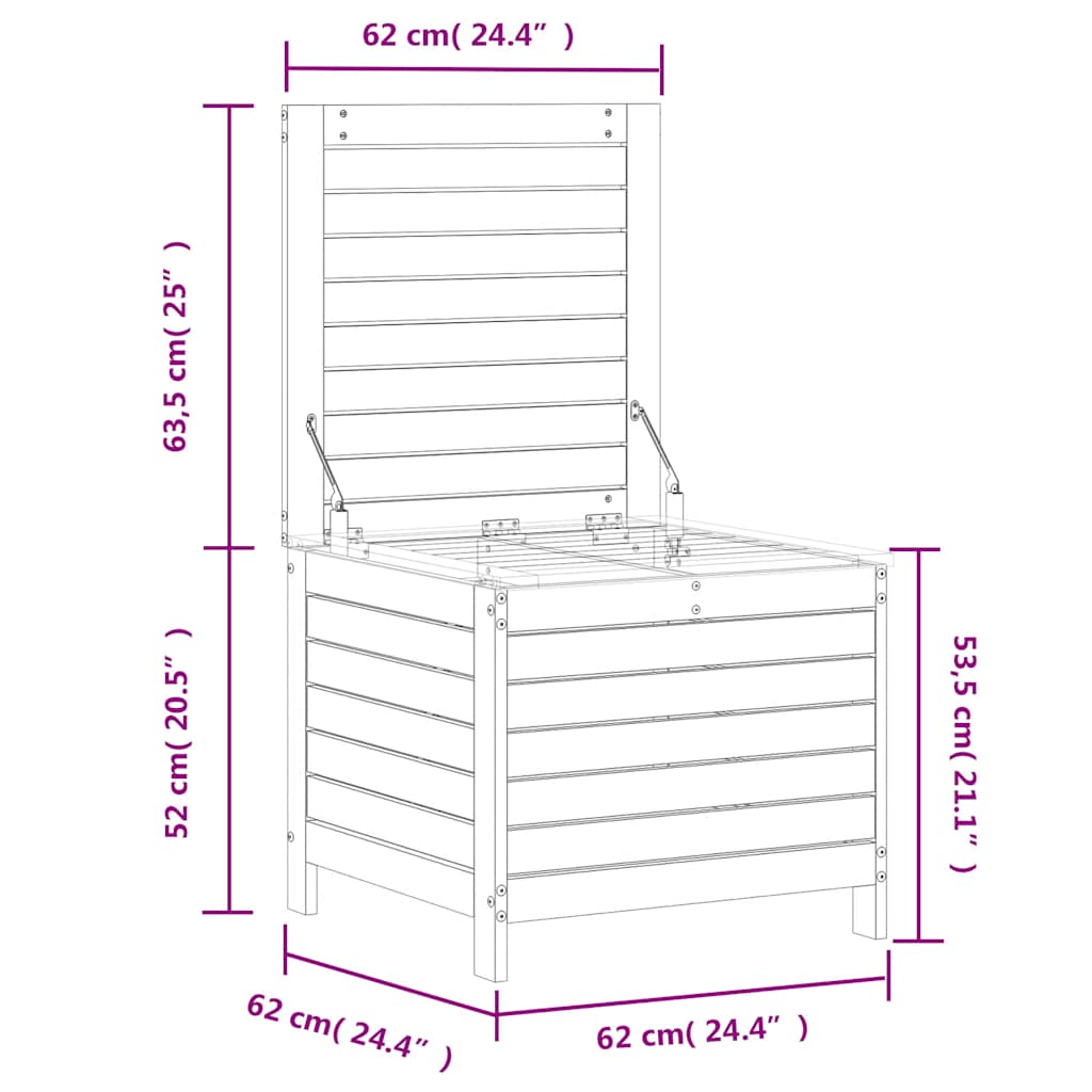Garden Footstool White 62x63,5x53,5 cm Solid Wood Pine