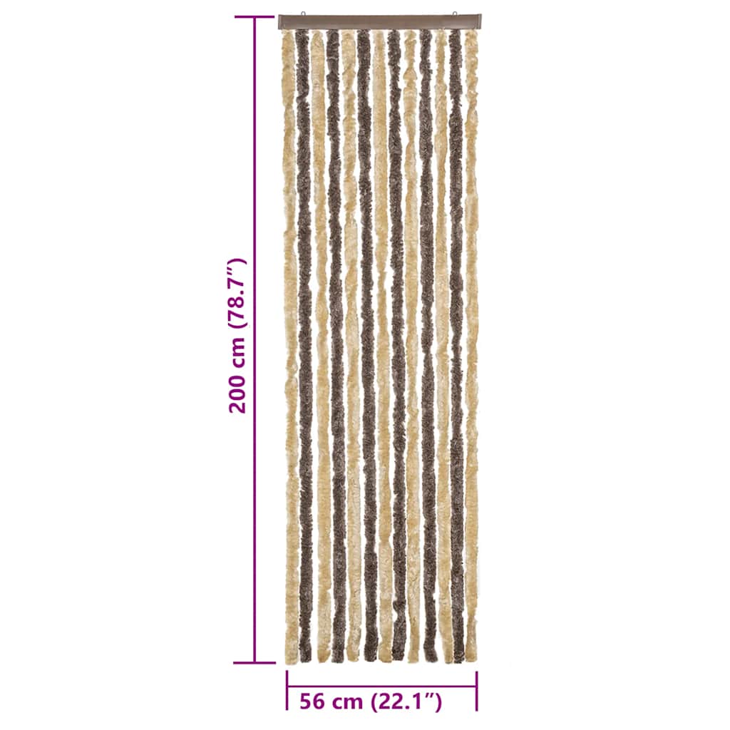Fly Curtain Dark Brown and Beige 56x200 cm Chenille