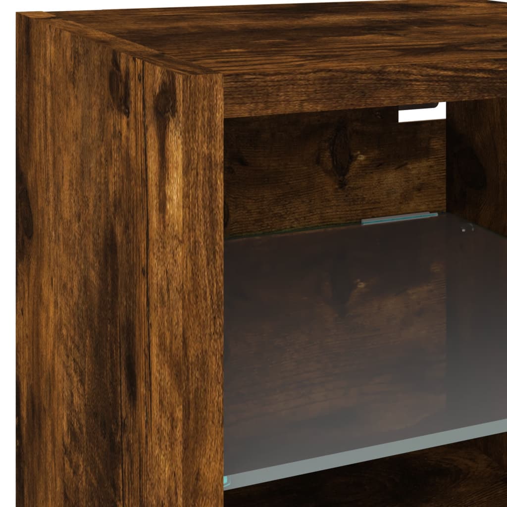 6 Piece TV Wall Units with LED Smoked Oak Engineered Wood