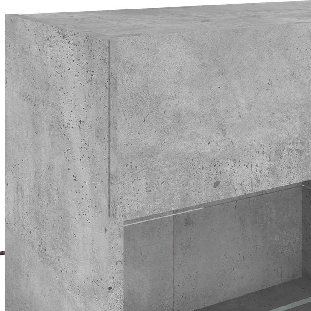 6 Piece TV Wall Cabinet Set with LED Lights Concrete Grey