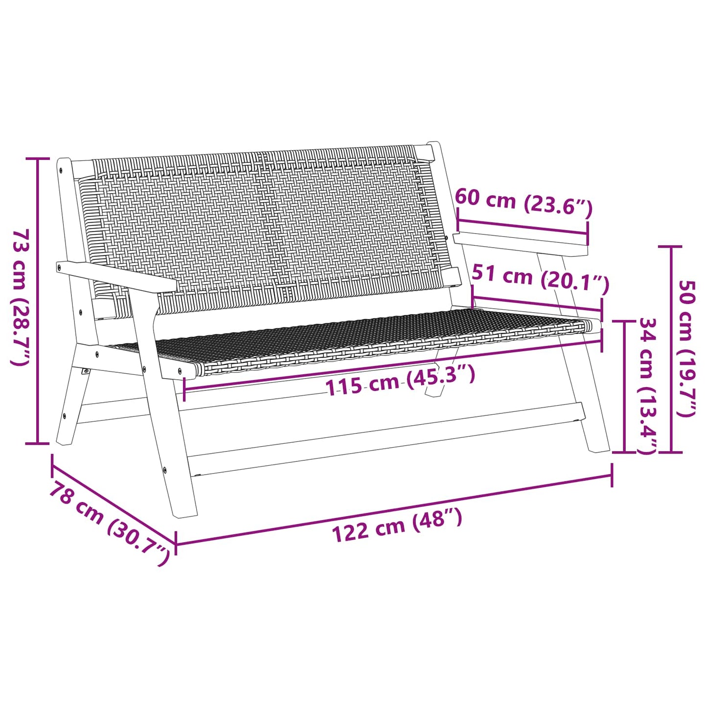 Garden Relax Bench Grey Solid Acacia Wood