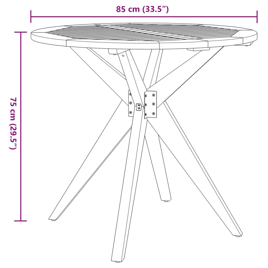Garden Table Round Ø85x75 cm Solid Wood Acacia