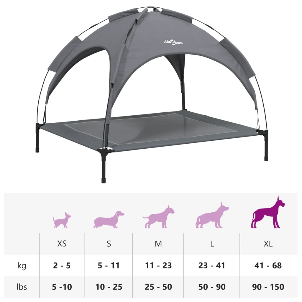 vidaXL Dog Bed with Canopy Anthracite Oxford Fabric and Steel