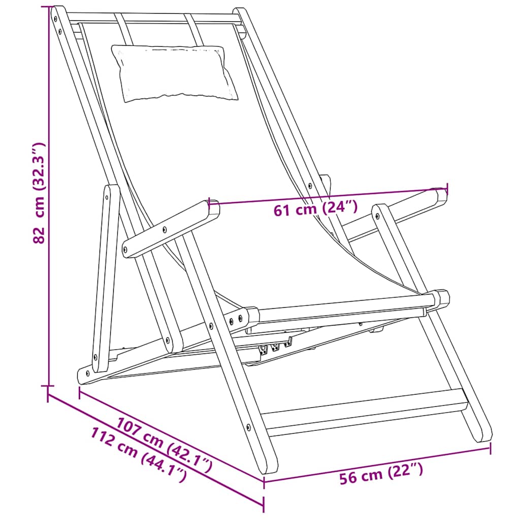 Folding Chair Leaf Pattern Solid Wood Eucalyptus and Fabric
