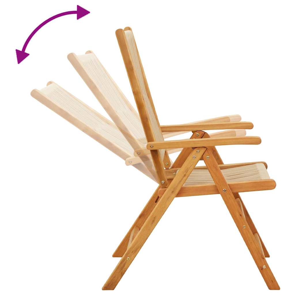 Folding Chairs 2 pcs Beige Solid Wood Acacia and Polypropylene
