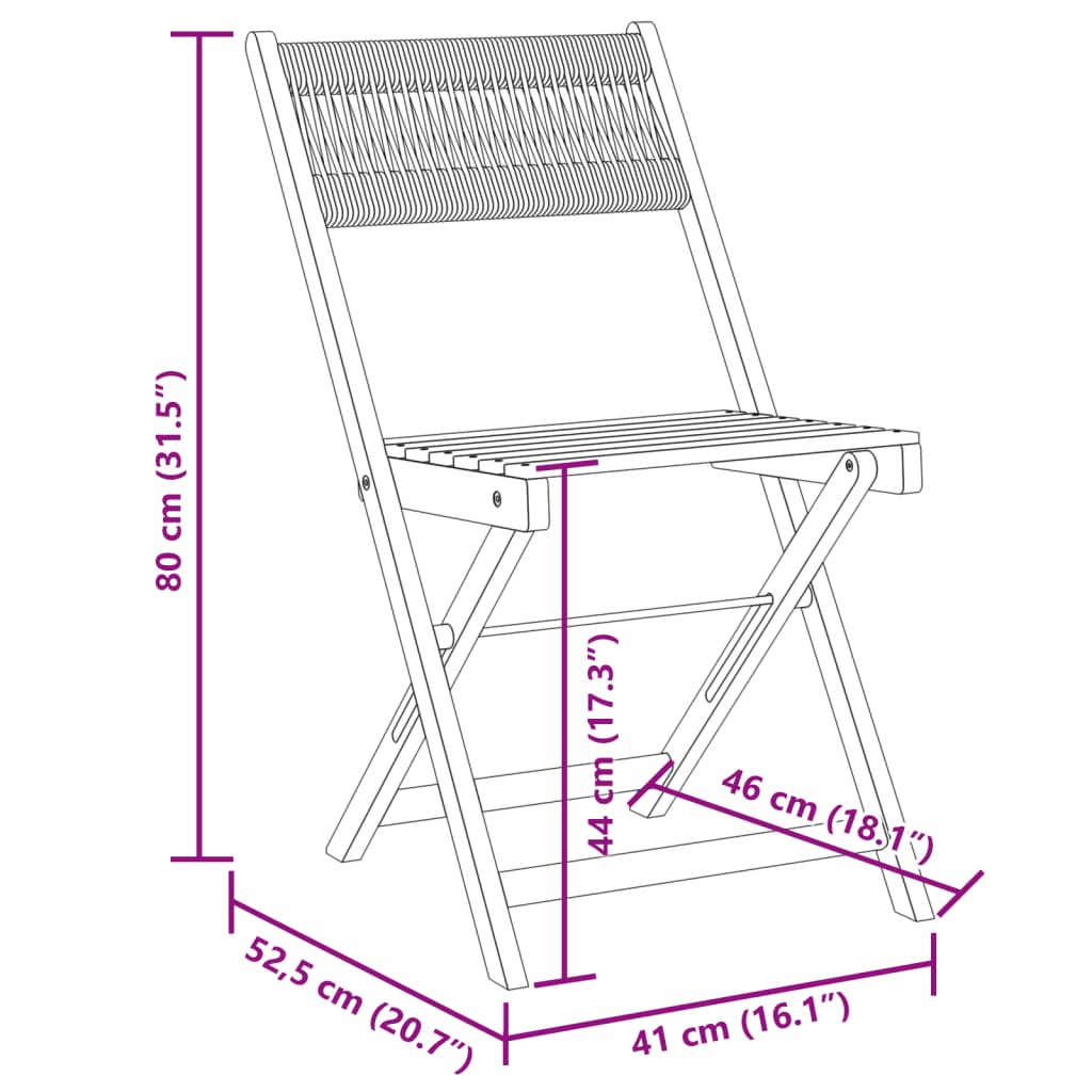 Folding Chairs 2 pcs Beige Solid Wood Acacia and Rope