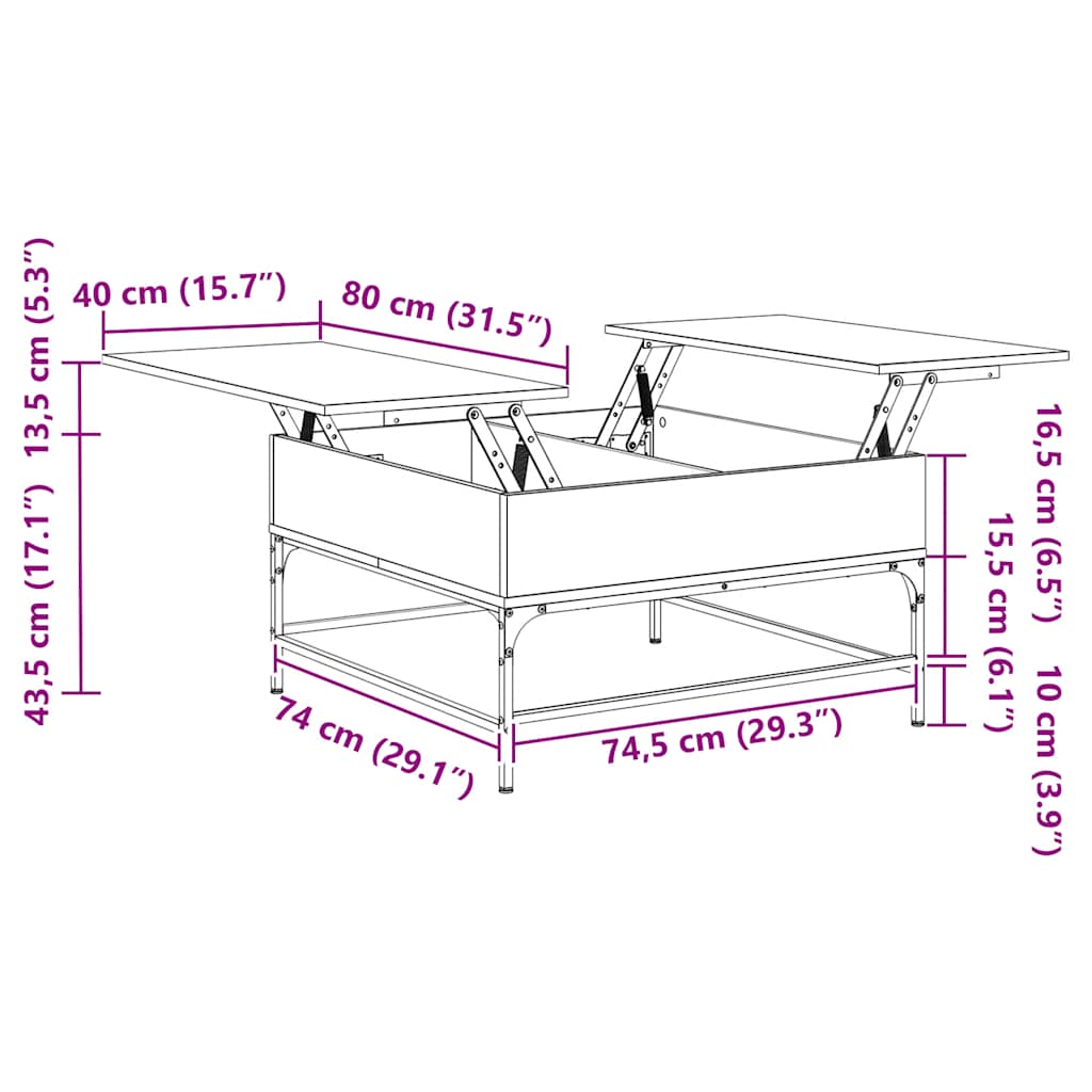 Coffee Table Sonoma Oak 80x80x45 cm Engineered Wood and Metal