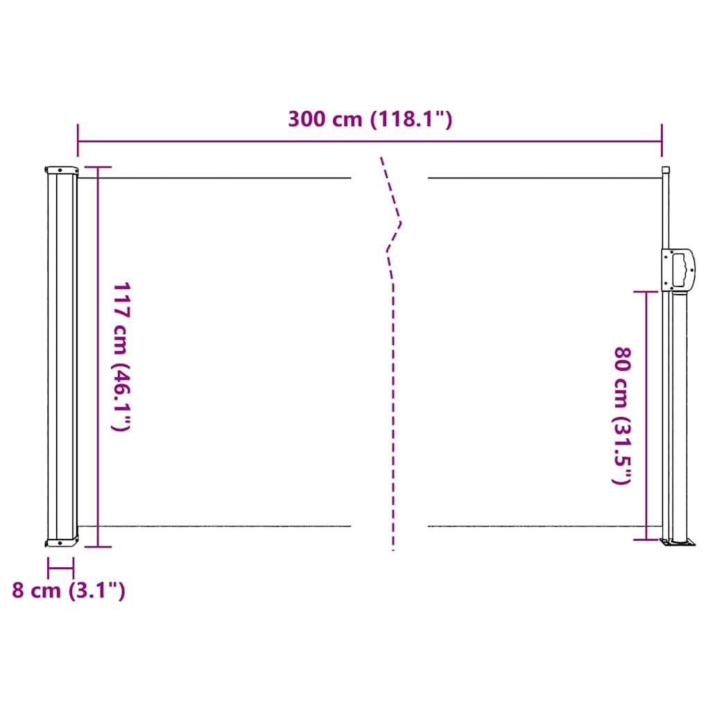 Retractable Side Awning Taupe 117x300 cm