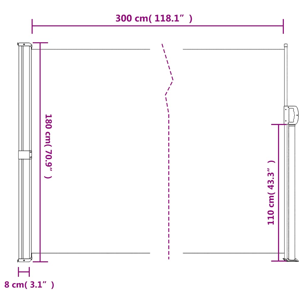 Retractable Side Awning Beige 180x300 cm