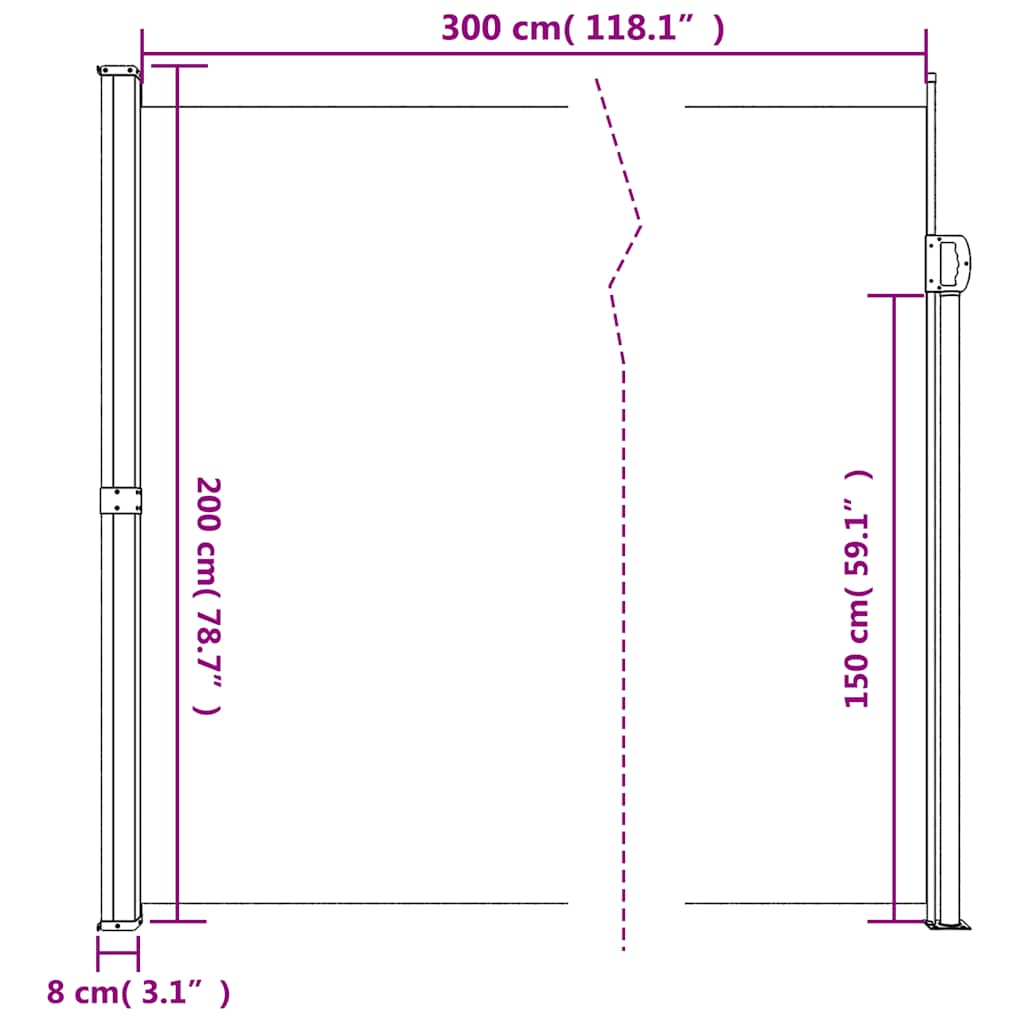 Retractable Side Awning Dark Green 200x300 cm