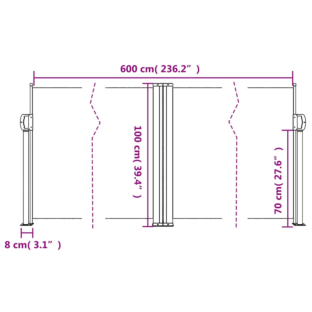 Retractable Side Awning White 100x600 cm