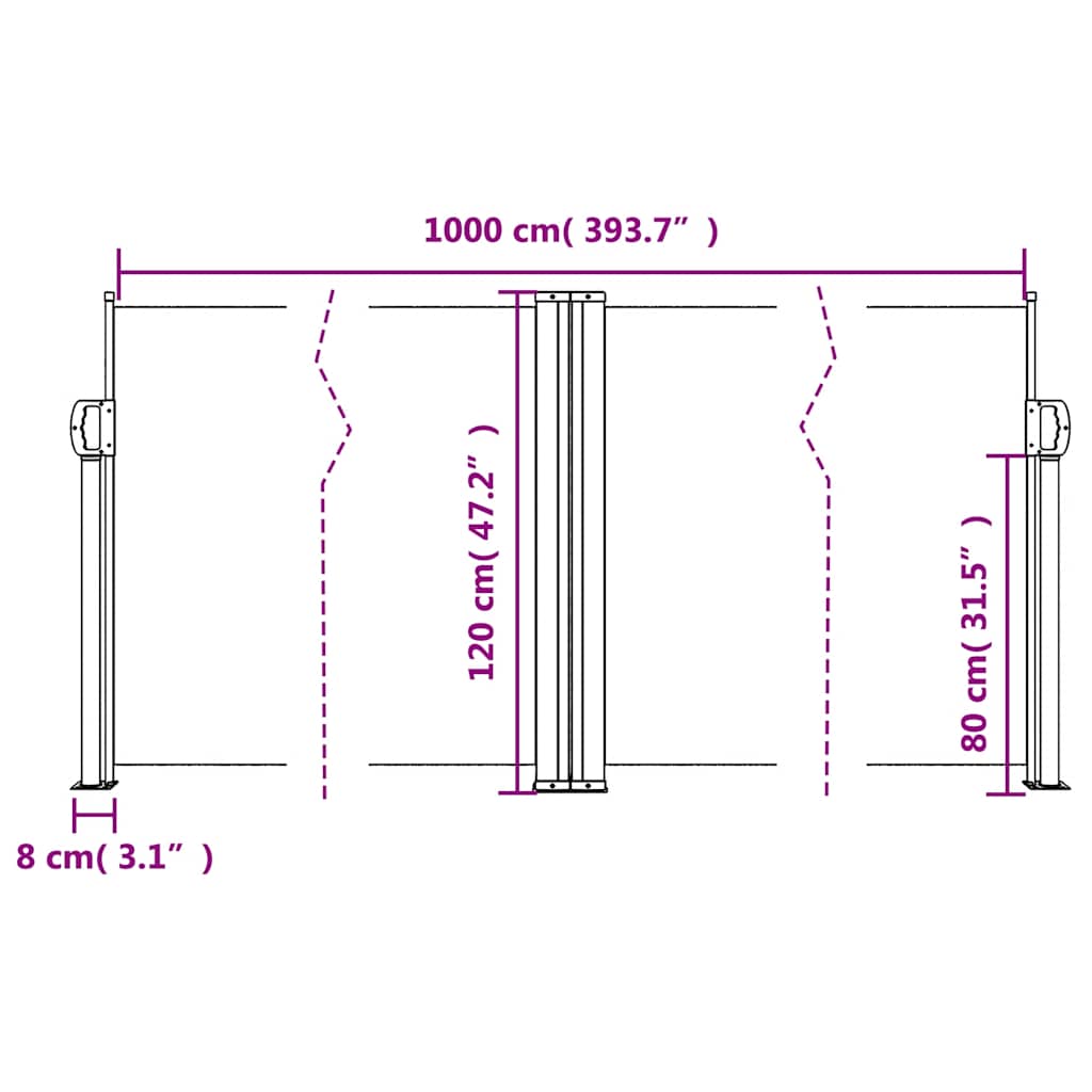 Retractable Side Awning Red 120x1000 cm
