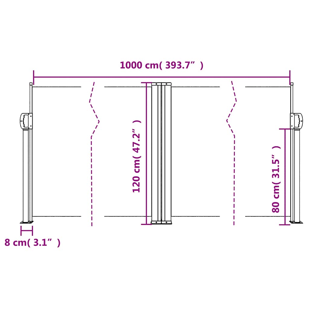 Retractable Side Awning Beige 120x1000 cm