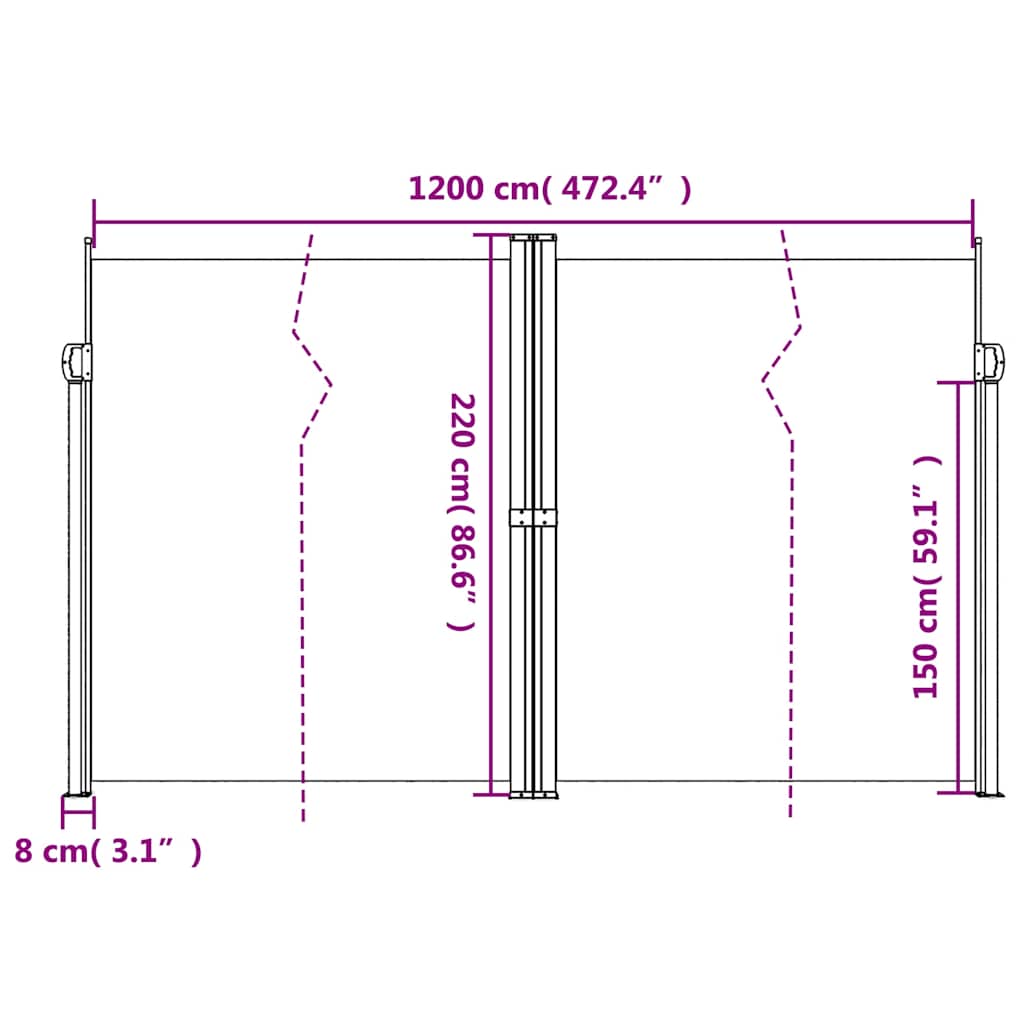 Retractable Side Awning Anthracite 220x1200 cm