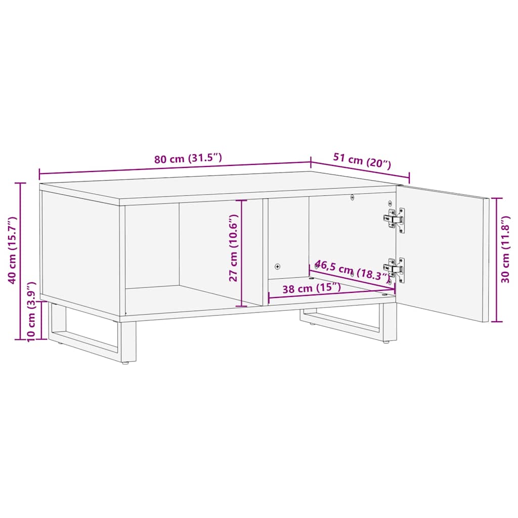Coffee Table 80x51x40 cm Solid Wood Acacia