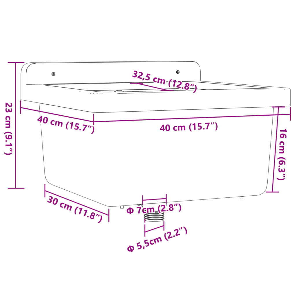 Sink Washbasin for Wall Mounting White 40x40x24 cm Resin
