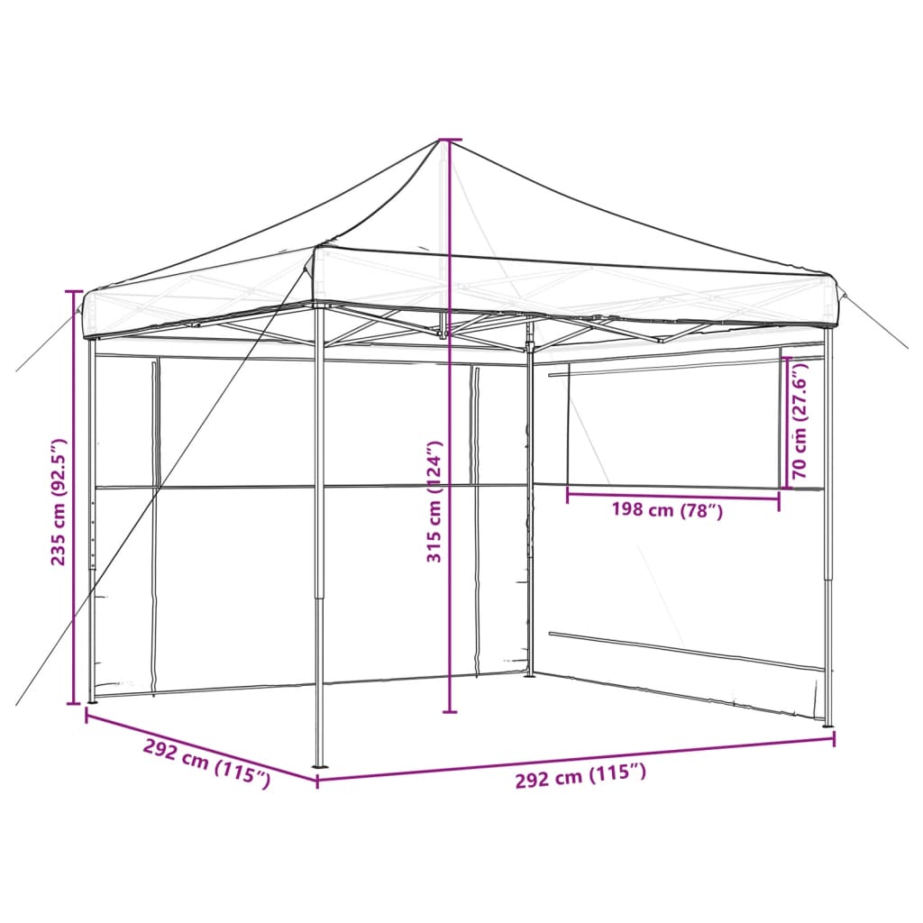 Foldable Party Tent Pop-Up with 2 Sidewalls Taupe