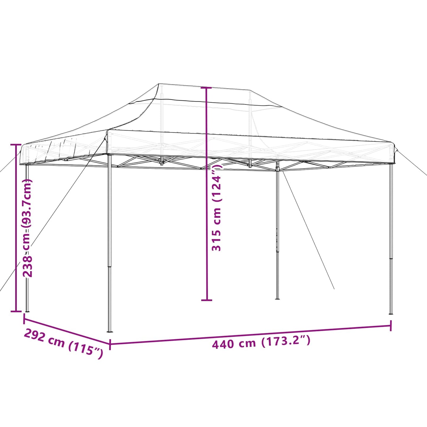 Foldable Party Tent Pop-Up Beige 440x292x315 cm