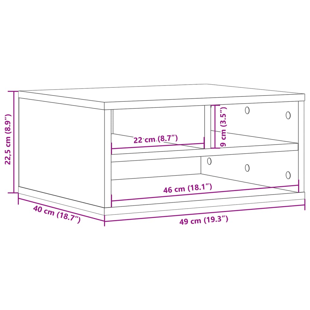 Printer Stand Smoked Oak 49x40x22,5 cm Engineered Wood
