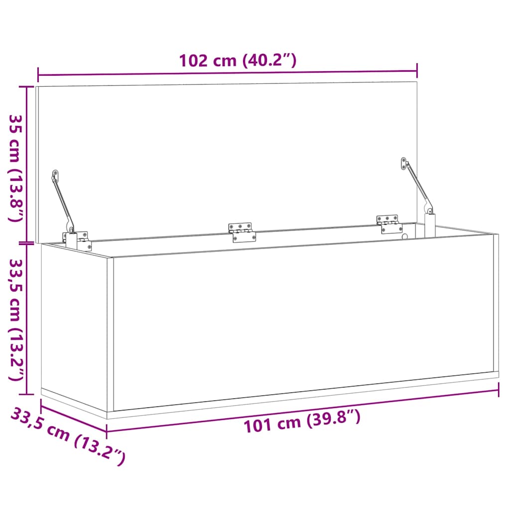 Storage Box Concrete Grey 102x35x35 cm Engineered Wood
